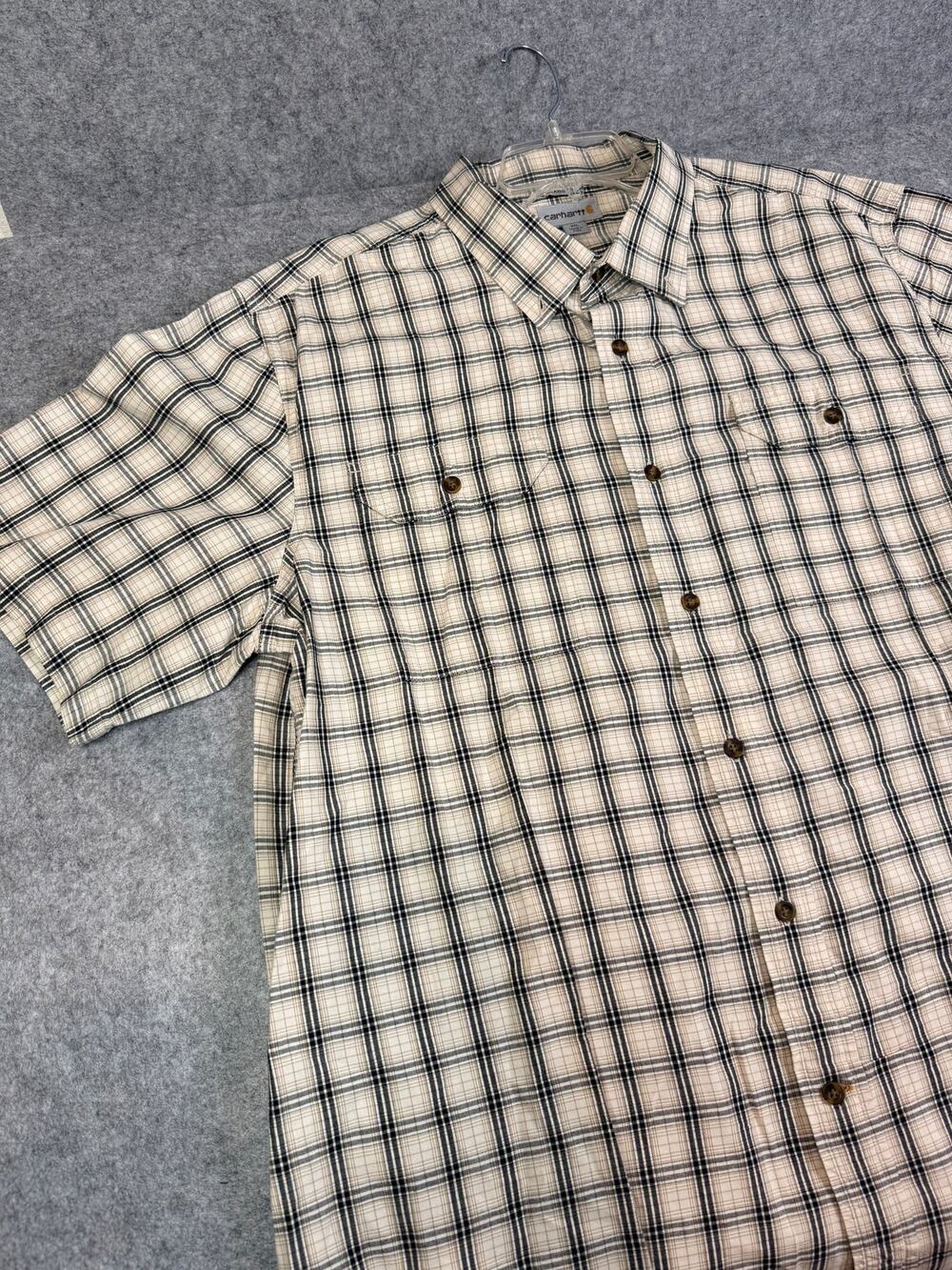 Carhartt Relaxed Fit Plaid Button Shirt Men's 2XL Short Sleeve Work Outdoor